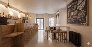 Plan 3D rénovation restaurant et bar à Bédée - partie salle